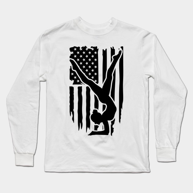 American Flag Gymnastic Shirt Long Sleeve T-Shirt by SeleART